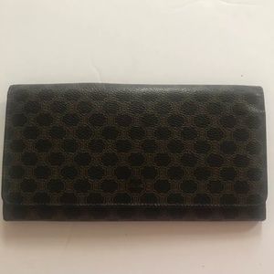 Celine Long Wallet Brown Macadam PVC Leather VTG